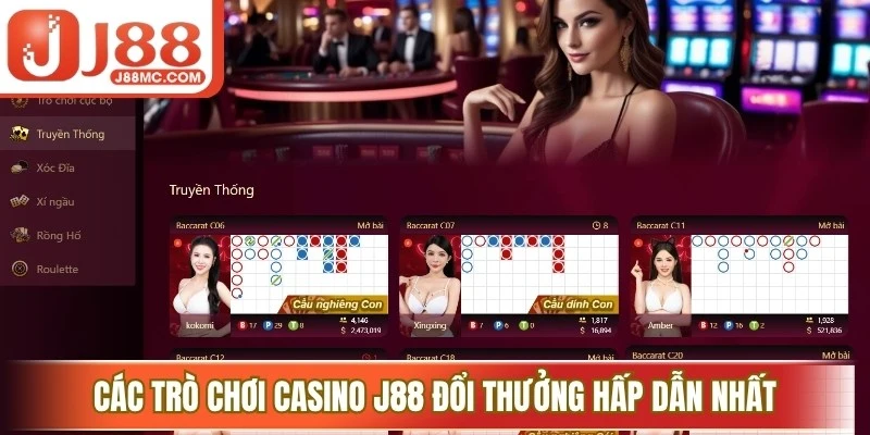 Các trò chơi casino J88 đổi thưởng hấp dẫn nhất