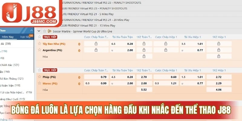 Bóng đá luôn là lựa chọn hàng đầu khi nhắc đến thể thao J88